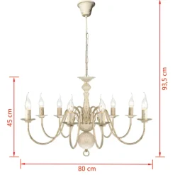vidaXL Kroonluchter wit metaal 8 x E14 lampen