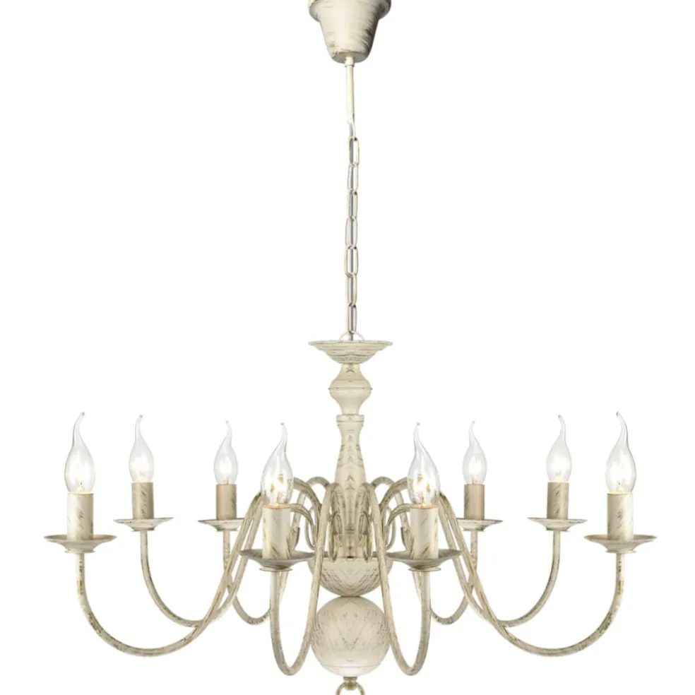 vidaXL Kroonluchter wit metaal 8 x E14 lampen