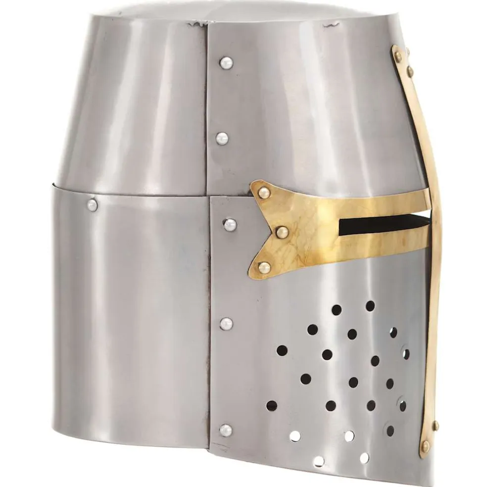 vidaXL Kruisvaardershelm middeleeuws replica LARP staal zilverkleurig