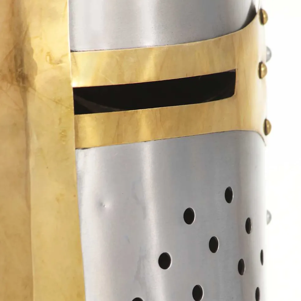 vidaXL Kruisvaardershelm middeleeuws replica LARP staal zilverkleurig
