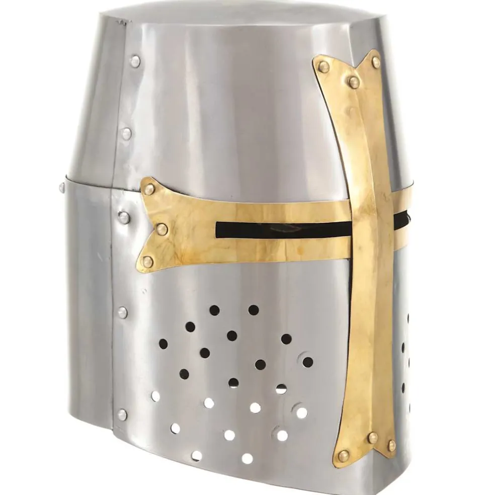 vidaXL Kruisvaardershelm middeleeuws replica LARP staal zilverkleurig