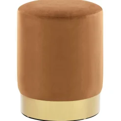 vidaXL Kruk fluweel 28 x 36 cm bruin en goudkleurig