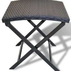 vidaXL Kruk inklapbaar poly rattan zwart