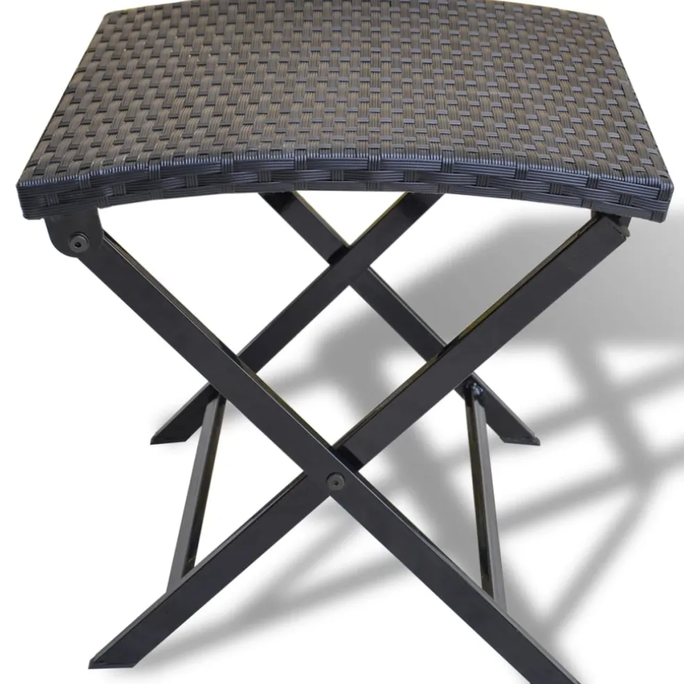 vidaXL Kruk inklapbaar poly rattan zwart