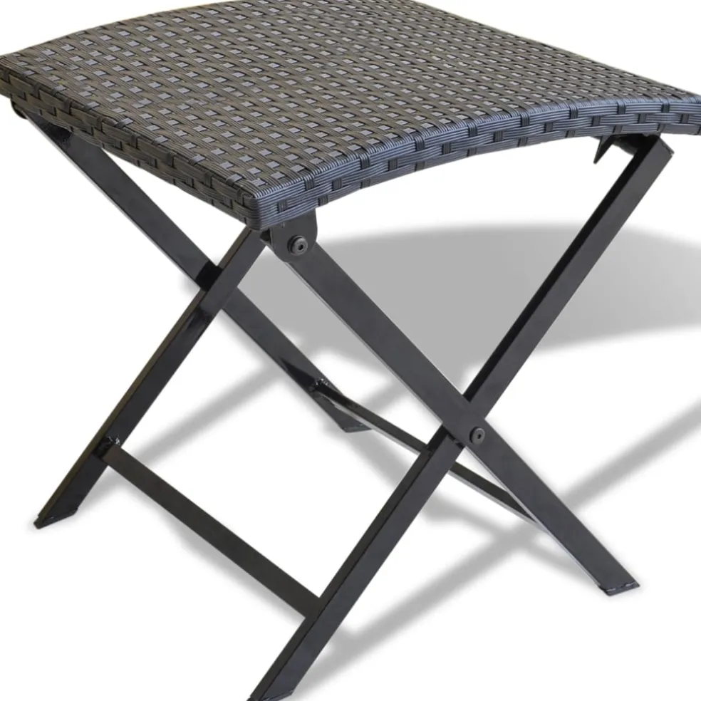 vidaXL Kruk inklapbaar poly rattan zwart