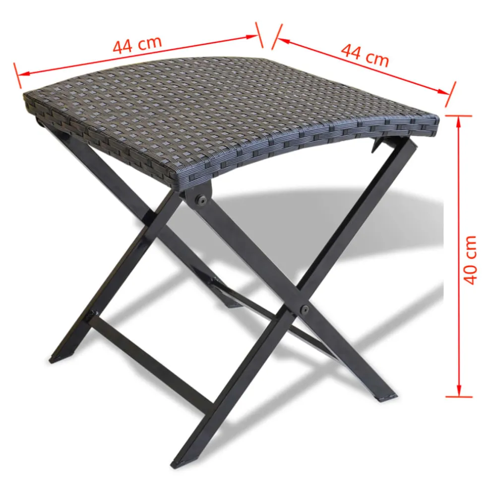 vidaXL Kruk inklapbaar poly rattan zwart
