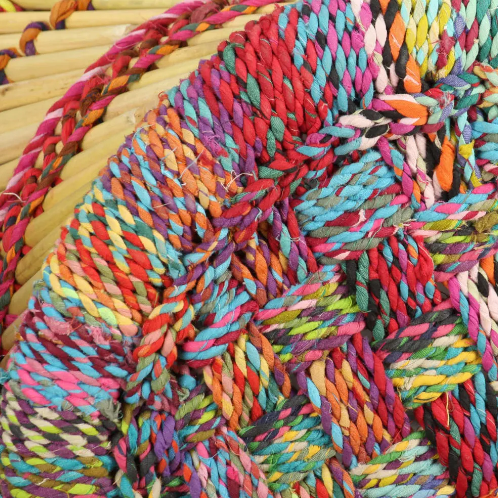 vidaXL Krukken met chindi details 2 st bamboe meerkleurig