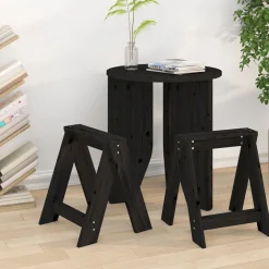 vidaXL Krukken 2 st 40x40x45 cm massief grenenhout zwart