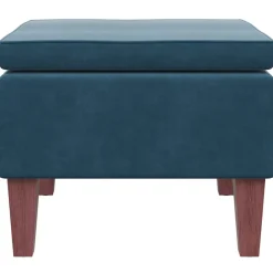 vidaXL Kruk met houten poten fluweel blauw