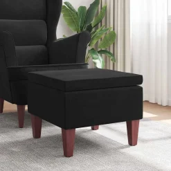 vidaXL Kruk met houten poten fluweel zwart
