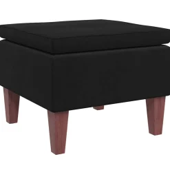 vidaXL Kruk met houten poten fluweel zwart