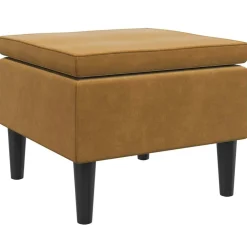 vidaXL Kruk met houten poten fluweel bruin