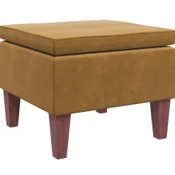 vidaXL Kruk met houten poten fluweel bruin