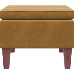 vidaXL Kruk met houten poten fluweel bruin