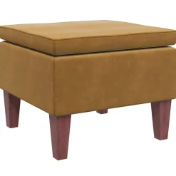 vidaXL Kruk met houten poten fluweel bruin