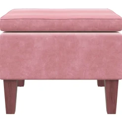 vidaXL Kruk met houten poten fluweel roze