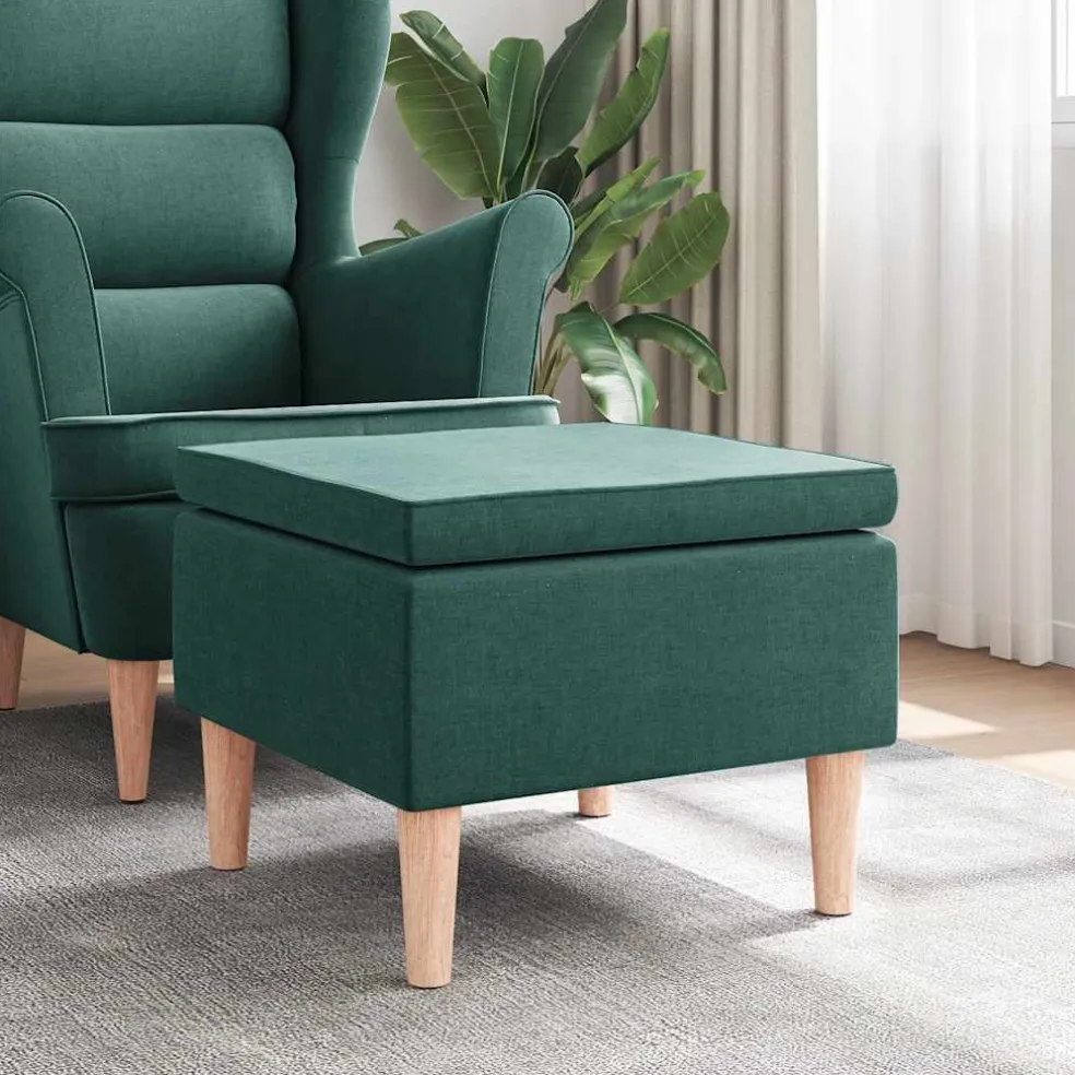 vidaXL Kruk met houten poten stof donkergroen
