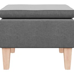 vidaXL Kruk met houten poten stof donkergrijs