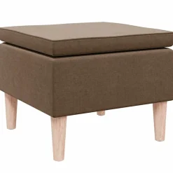 vidaXL Kruk met houten poten stof bruin