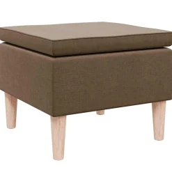 vidaXL Kruk met houten poten stof bruin