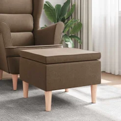 vidaXL Kruk met houten poten stof bruin
