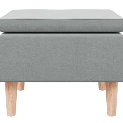 vidaXL Kruk met houten poten stof lichtgrijs