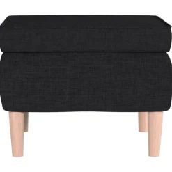 vidaXL Kruk met houten poten stof zwart