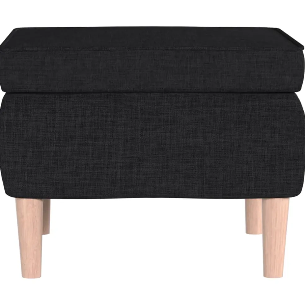 vidaXL Kruk met houten poten stof zwart