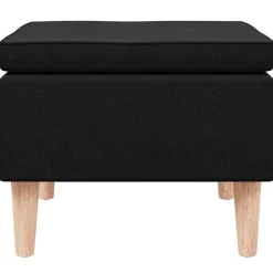 vidaXL Kruk met houten poten stof zwart