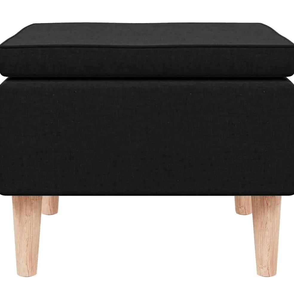 vidaXL Kruk met houten poten stof zwart