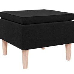 vidaXL Kruk met houten poten stof zwart