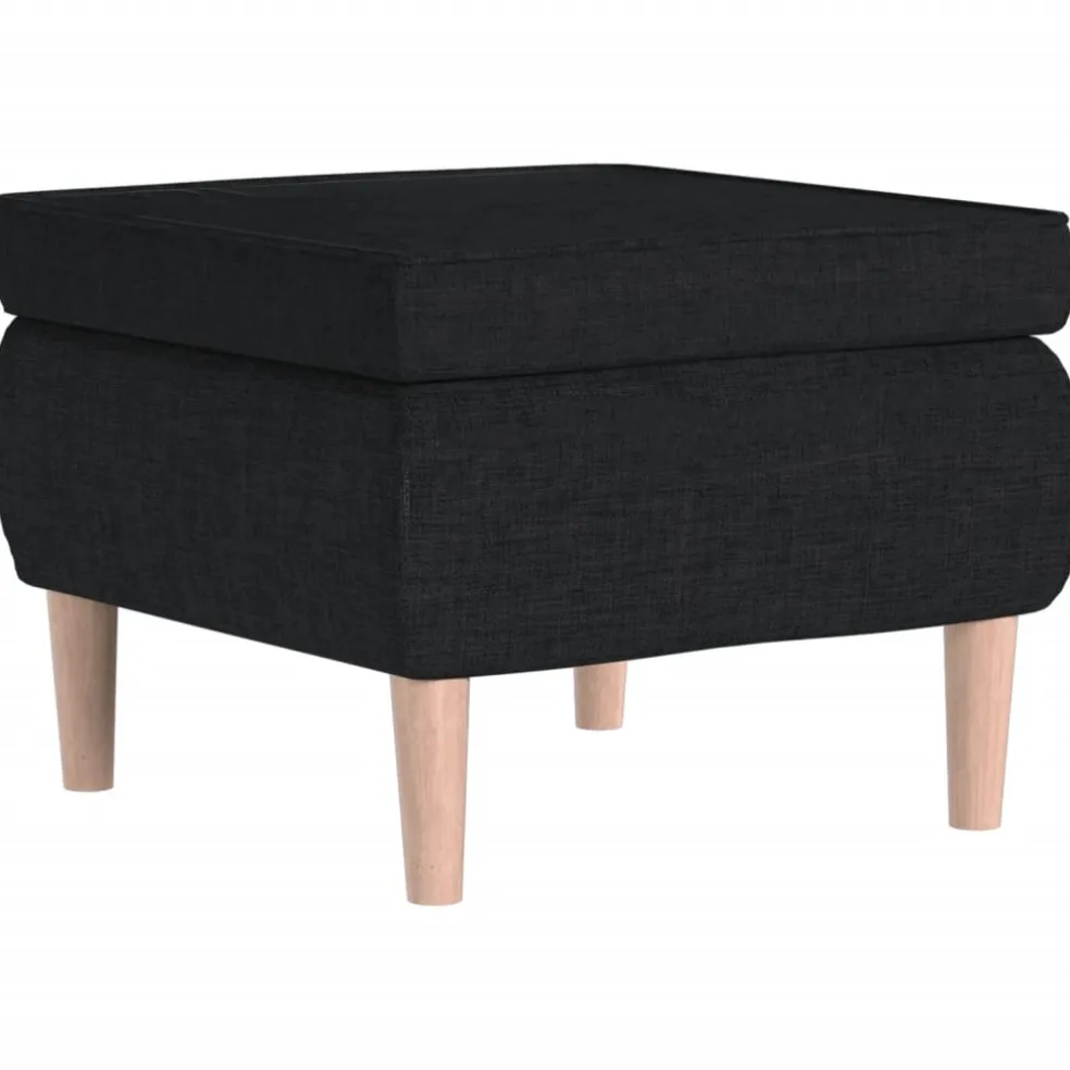 vidaXL Kruk met houten poten stof zwart