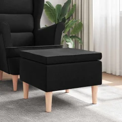 vidaXL Kruk met houten poten stof zwart