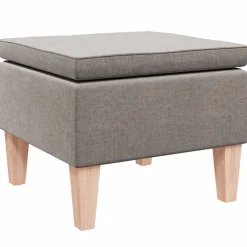 vidaXL Kruk met houten poten stof taupe