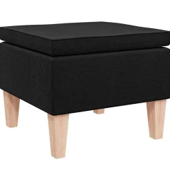 vidaXL Kruk met houten poten stof zwart