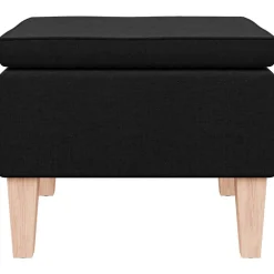 vidaXL Kruk met houten poten stof zwart