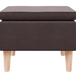 vidaXL Kruk met houten poten stof donkerbruin