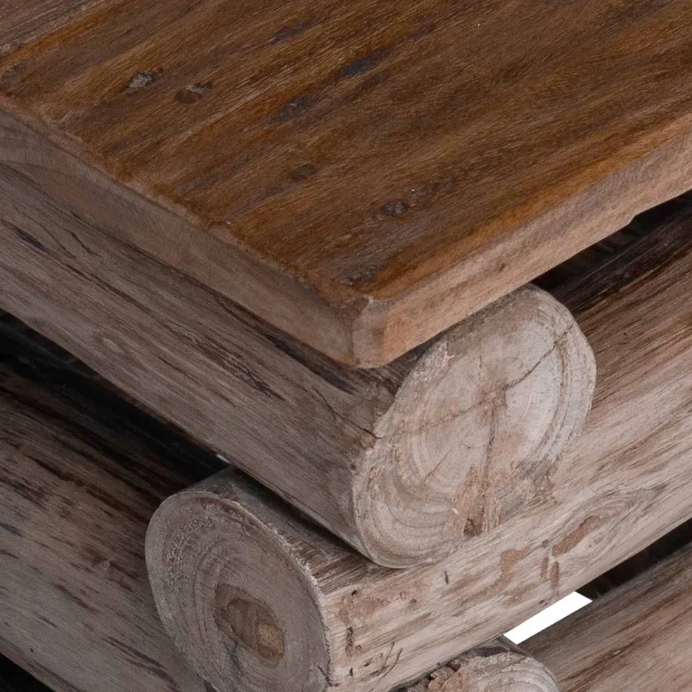 vidaXL Kruk Naturel Massief Teakhout