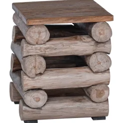 vidaXL Kruk Naturel Massief Teakhout