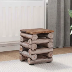 vidaXL Kruk Naturel Massief Teakhout