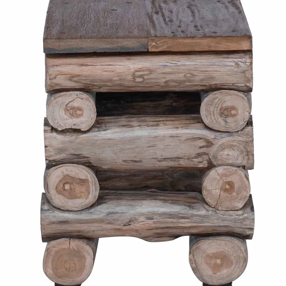 vidaXL Kruk Naturel Massief Teakhout