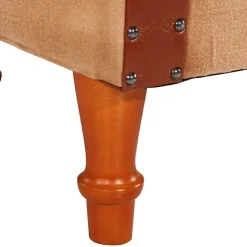 vidaXL Kuipstoel echt leer en massief mangohout bruin