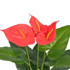 vidaXL Kunst anthurium plant met pot 45 cm rood en geel