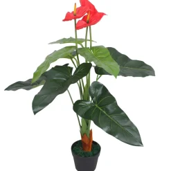 vidaXL Kunst anthurium plant met pot 90 cm rood en geel