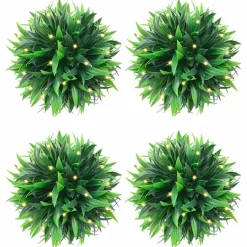 vidaXL Kunstbuxusballen met LED-verlichting 4 st 15 cm groen