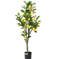 vidaXL Kunstcitroenboom 136 blaadjes 120 cm groen