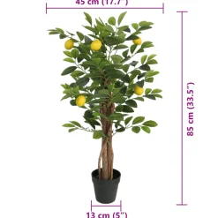 vidaXL Kunstcitroenboom met 3 stammen 85 cm polypropeen groen