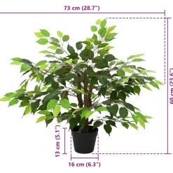 vidaXL Kunst Ficus Plant Groen 73 x 16 x 60 cm Stof en Hout