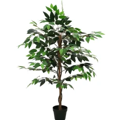 vidaXL Kunst Ficus Plant Groen 90 x 16 x 110 cm Stof en Hout