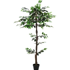 vidaXL Kunst Ficus Plant Groen 85 x 18 x 160 cm Stof en Hout